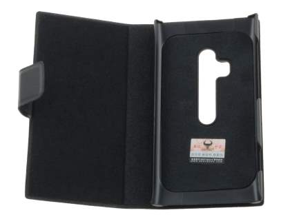 Slim Genuine Leather Portfolio Case for Nokia Lumia 800 - Classic Black