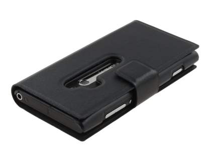 Slim Genuine Leather Portfolio Case for Nokia Lumia 800 - Classic Black