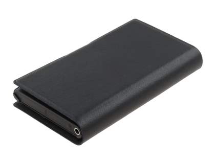 Slim Genuine Leather Portfolio Case for Nokia Lumia 800 - Classic Black