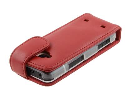 Nokia C5 Genuine Leather Flip Case - Red