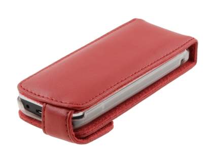 Nokia C5 Genuine Leather Flip Case - Red