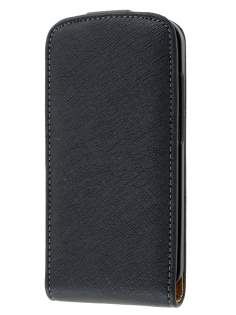 Slim Synthetic Leather Flip Case for HTC One S - Classic Black