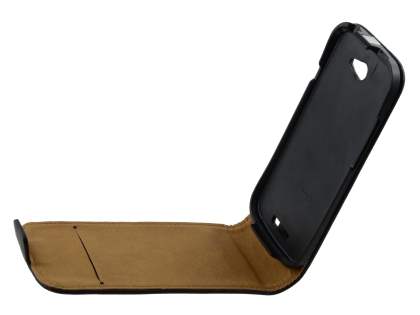Slim Synthetic Leather Flip Case for HTC One S - Classic Black