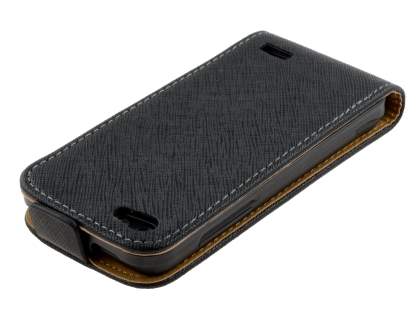 HTC One V Slim Synthetic Leather Flip Case - Classic Black