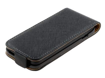 HTC One V Slim Synthetic Leather Flip Case - Classic Black