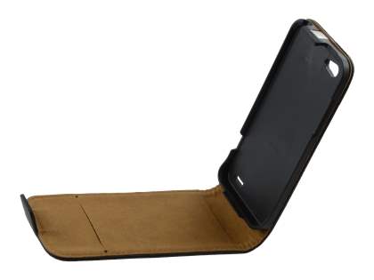 HTC One V Slim Synthetic Leather Flip Case - Classic Black