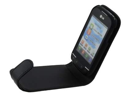 Synthetic Leather Flip Case for LG P690 Optimus Spirit - Black