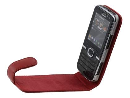 Nokia C5 Genuine Leather Flip Case - Red
