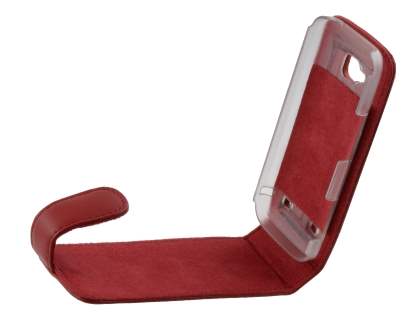 Nokia C5 Genuine Leather Flip Case - Red