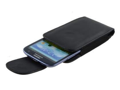 Samsung Galaxy S3/S4 Synthetic Leather Belt Pouch (Naked Phone Only) - Classic Black