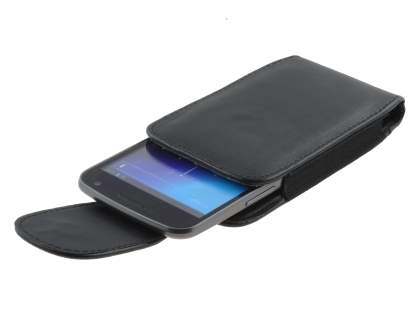 Samsung I9250 Google Galaxy Nexus Synthetic Leather Belt Pouch (Naked Phone Only) - Classic Black