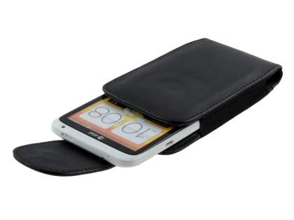 HTC One X / XL / X+ Synthetic Leather Belt Pouch (Naked Phone Only) - Classic Black