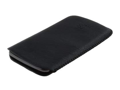 Synthetic Leather Slide-in Case with Pull-out Strap for Samsung I9250 Google Galaxy Nexus - Classic Black