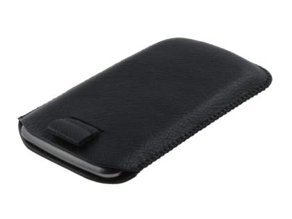 Synthetic Leather Slide-in Case with Pull-out Strap for Samsung I9250 Google Galaxy Nexus - Classic Black