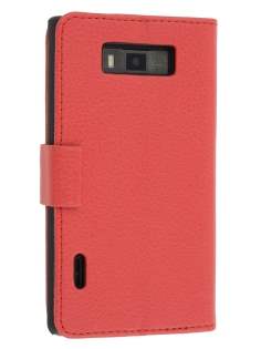 Synthetic Leather Wallet Case with Stand for LG Optimus L7 P700 - Red