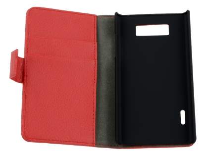 Synthetic Leather Wallet Case with Stand for LG Optimus L7 P700 - Red