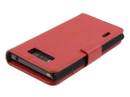 Synthetic Leather Wallet Case with Stand for LG Optimus L7 P700 - Red