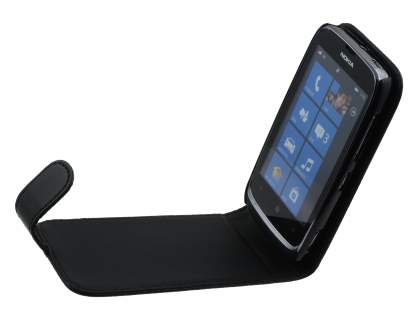 Synthetic Leather Flip Case for Nokia Lumia 610 - Black