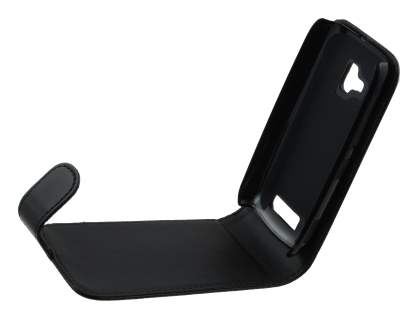 Synthetic Leather Flip Case for Nokia Lumia 610 - Black