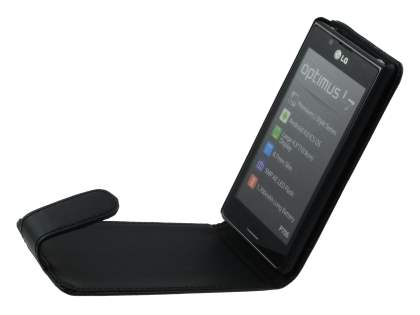 Synthetic Leather Flip Case for LG Optimus L7 P700 - Classic Black