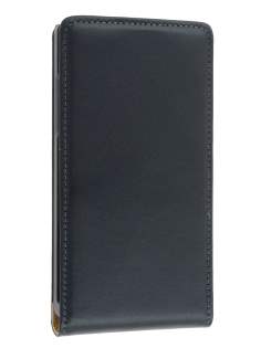 Slim Genuine Leather Flip Case for LG Optimus L7 P700 - Classic Black