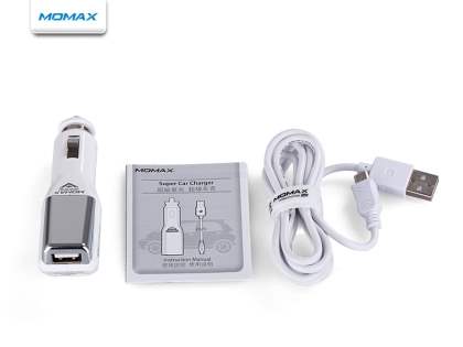 MOMAX Micro USB Super Car Charger & Data Cable - Piano White