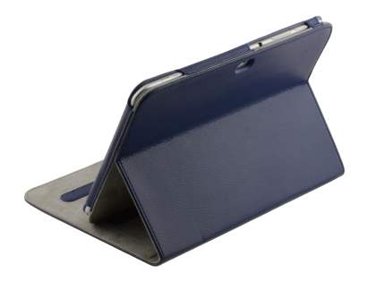 Samsung Galaxy Tab 8.9 4G Synthetic Leather Flip Case with Dual-Angle Tilt Stand - Dark Blue Leather Flip Case