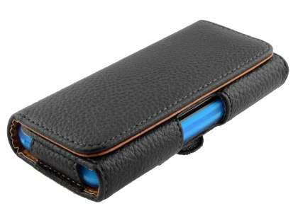 Apple iPhone SE/5s/5c/5 Textured Synthetic Leather Belt Pouch (Bumper Case Compatible) - Classic Black
