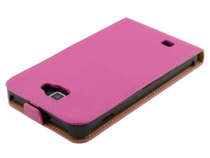 Slim Genuine Leather Flip Case for Samsung I9220 Galaxy Note - Pink