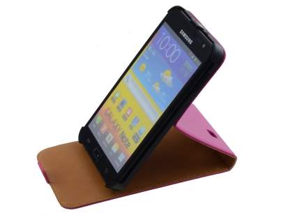 Slim Genuine Leather Flip Case for Samsung I9220 Galaxy Note - Pink