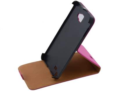 Slim Genuine Leather Flip Case for Samsung I9220 Galaxy Note - Pink