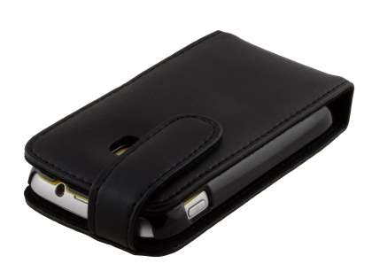 Samsung Galaxy mini 2 S6500 Genuine Leather Flip Case - Classic Black