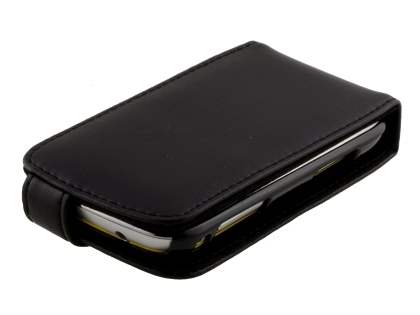 Samsung Galaxy mini 2 S6500 Genuine Leather Flip Case - Classic Black
