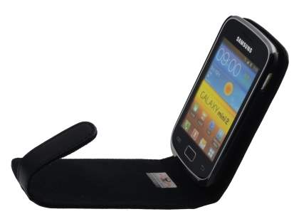 Samsung Galaxy mini 2 S6500 Genuine Leather Flip Case - Classic Black