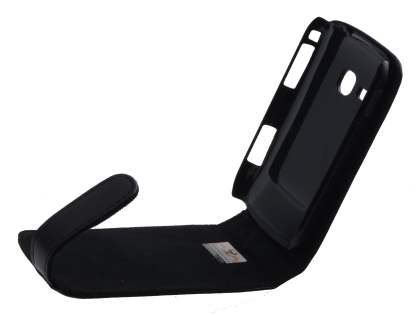 Samsung Galaxy mini 2 S6500 Genuine Leather Flip Case - Classic Black
