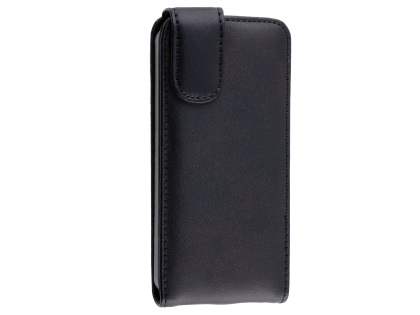 Genuine Leather Flip Case for iPhone SE(1st Gen)/5s/5 - Black Leather Flip Case