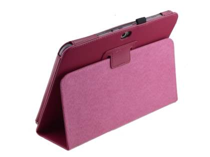 Synthetic Leather Flip Case with Fold-Back Stand for Samsung Galaxy Note 10.1 4G - Raspberry