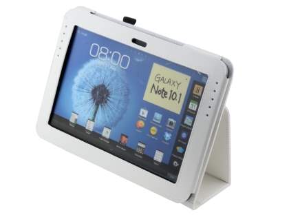 Synthetic Leather Flip Case with Fold-Back Stand for Samsung Galaxy Note 10.1 4G - White