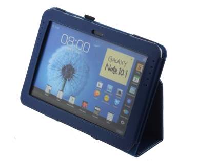 Synthetic Leather Flip Case with Fold-Back Stand for Samsung Galaxy Note 10.1 4G - Blue