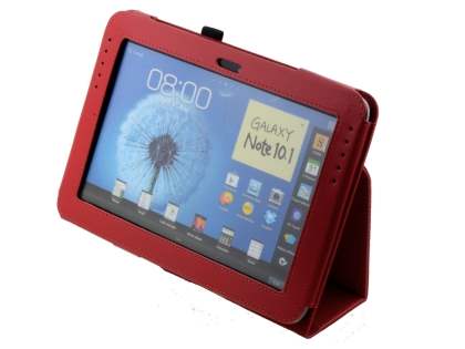 Synthetic Leather Flip Case with Fold-Back Stand for Samsung Galaxy Note 10.1 4G - Red
