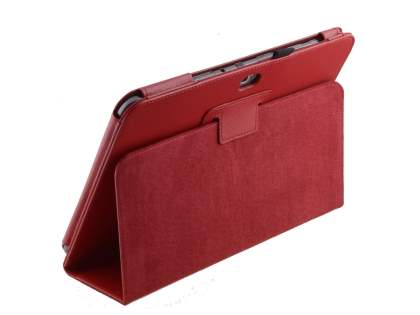 Synthetic Leather Flip Case with Fold-Back Stand for Samsung Galaxy Note 10.1 4G - Red