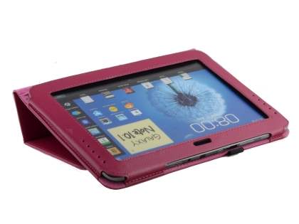Synthetic Leather Flip Case with Fold-Back Stand for Samsung Galaxy Note 10.1 4G - Raspberry