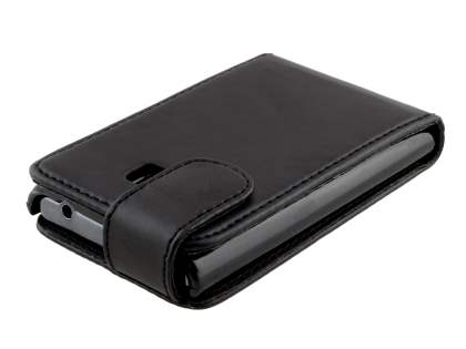 LG Optimus L3 E400 / L2 E405 Synthetic Leather Flip Case - Classic Black