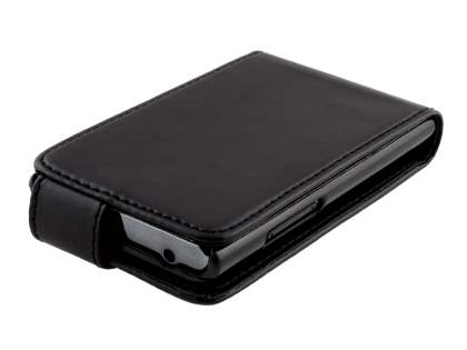 LG Optimus L3 E400 / L2 E405 Synthetic Leather Flip Case - Classic Black