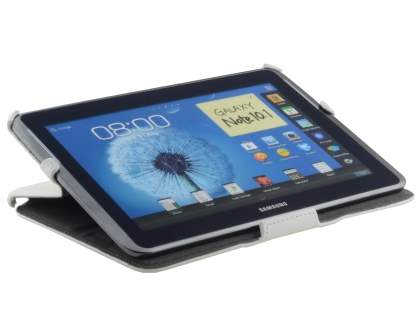 Synthetic Leather Flip Case with Multi-Angle Tilt Stand for Samsung Galaxy Note 10.1 4G - White