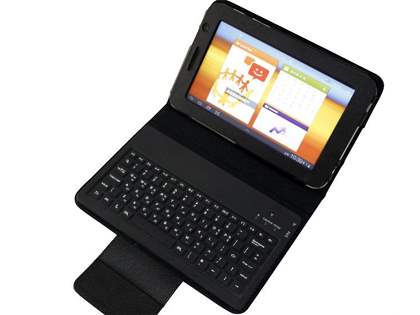 Synthetic Leather Case with Bluetooth Keyboard for Samsung Tab 7.0 - Black