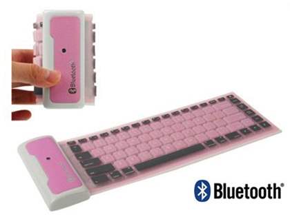 Bluetooth Wireless Rollup Portable Keyboard for Apple - Pink Bluetooth Wireless Rollup Portable Keyboard for Apple - Pink