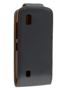 Nokia Asha 300 Synthetic Leather Flip Case - Black