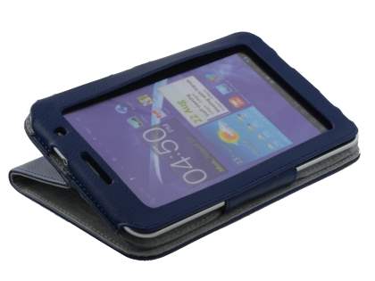 Synthetic Leather Flip Case with Dual-Angle Tilt Stand for Samsung Galaxy 7.0 - Blue