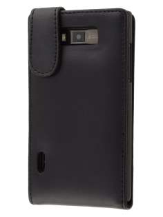 Genuine Leather Flip Case for LG Optimus L7 P700 - Black Genuine Leather Flip Case for LG Optimus L7 P700 - Black